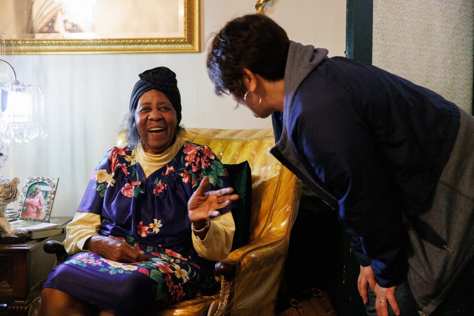 Bezos ex MacKenzie Scott donates $70 million to Meals on Wheels A man speaks with an elderly woman in this promotional image