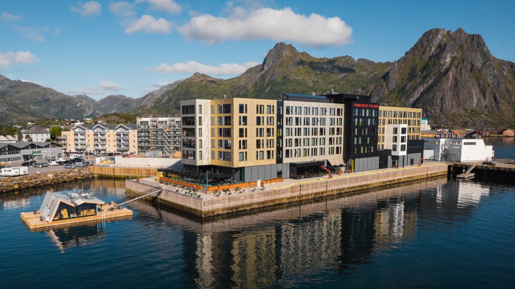 The 5-star hotel Thon Hotel Svolvaer in Lofoten is seen in this undated image provided by Havila Voyages