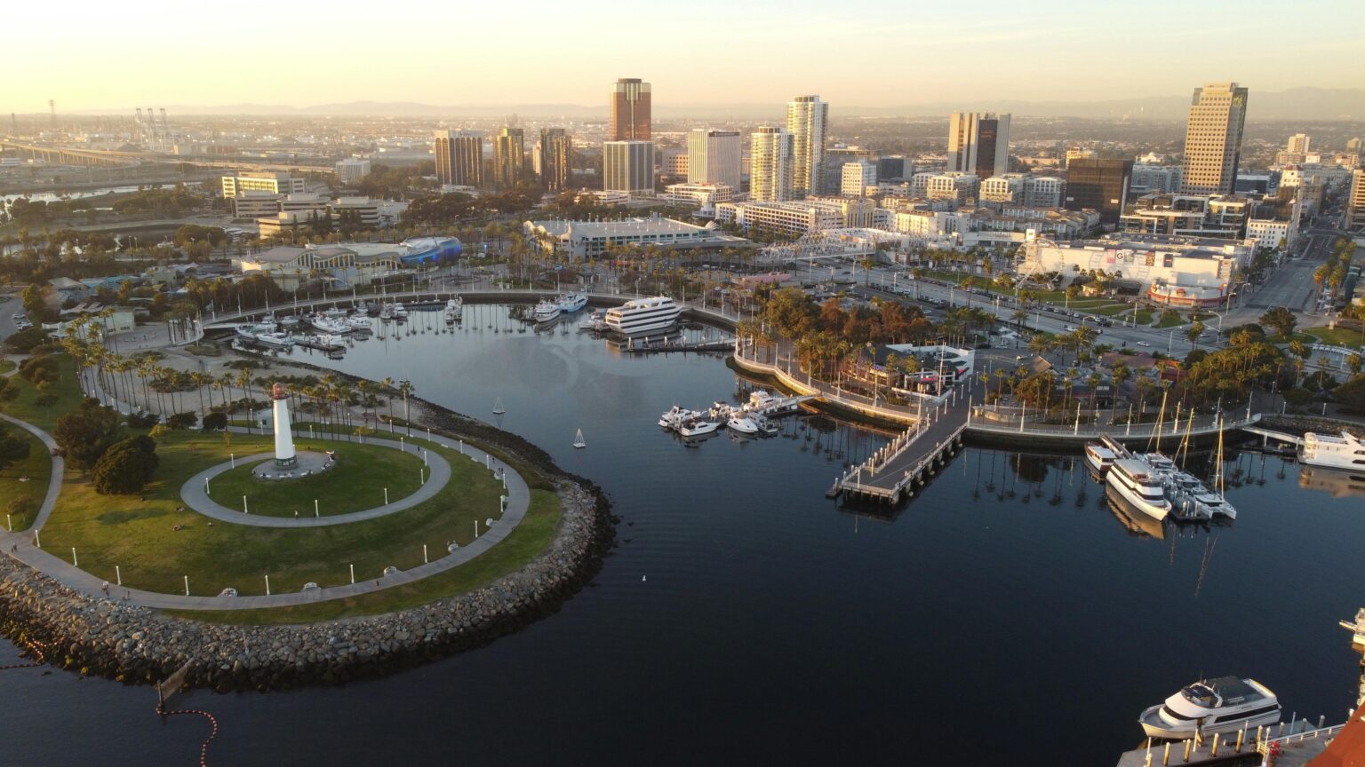 LA Metro searching for partner to operate water taxi service during 2028 Olympics Aerial image of the Long Beach Harbor site of proposed water taxi