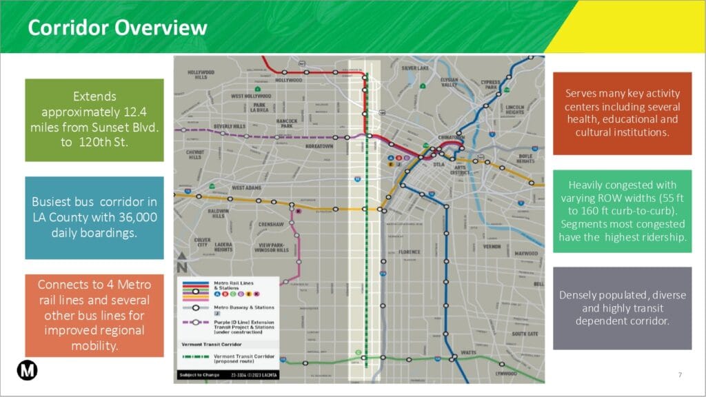 A map from LA Metro shows the proposed route of the Vermont Bus Rapid Transit Line connecting East Hollywood to Athens in South L.A. (LA Metro)