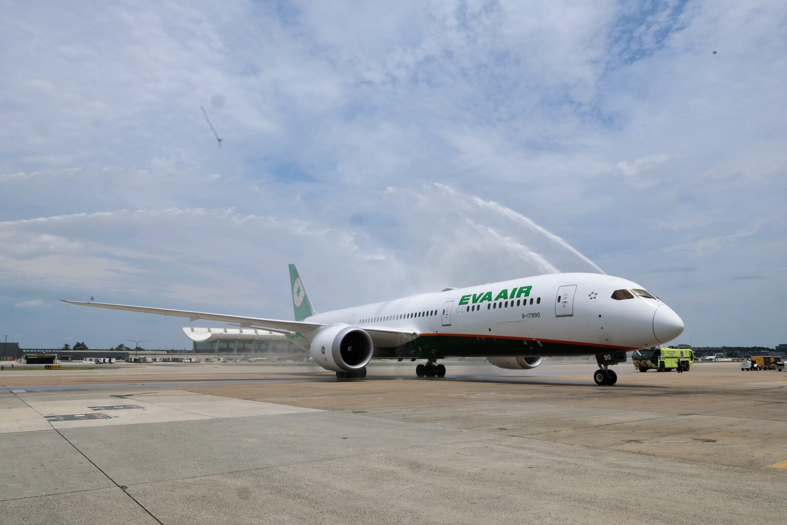 New nonstop flights connect Washington and Taipei for the first time EVA Air’s inaugural Taipei to Washington, D.C. flight arrives to a ceremonial water cannon salute on June 26, 2026. (EVA Air)